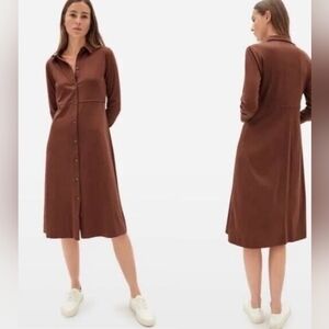 ANTHROPOLOGIE EVERLANE THE LUXE  COTTON SHIRT DRESS